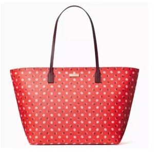Kate Spade Shore Street Fiesta Dot red leather margareta tote bag